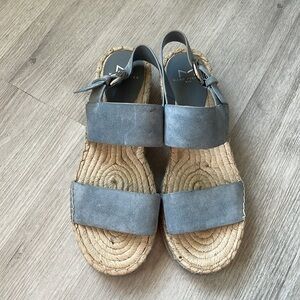 Marc Fisher Phebe 2 Light Blue Suede Leather espadrille wedge Sandals Size 8
